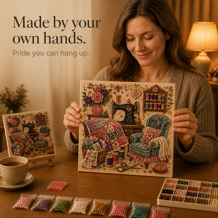 CozyGlow Sewing Room Diamond Painting Kit - Elena Harper
