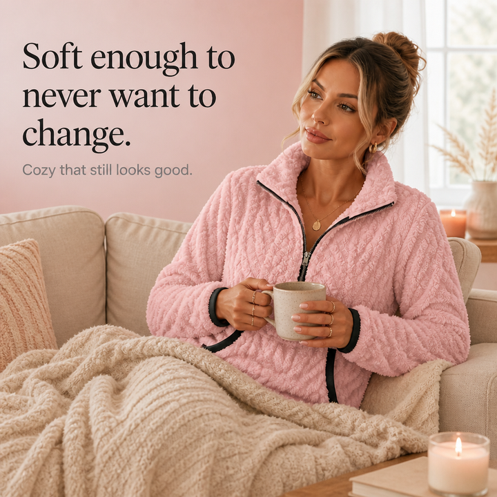 Cloudessa Half-Zip Fuzzy Pullover With Kangaroo Pocket - Elena Harper