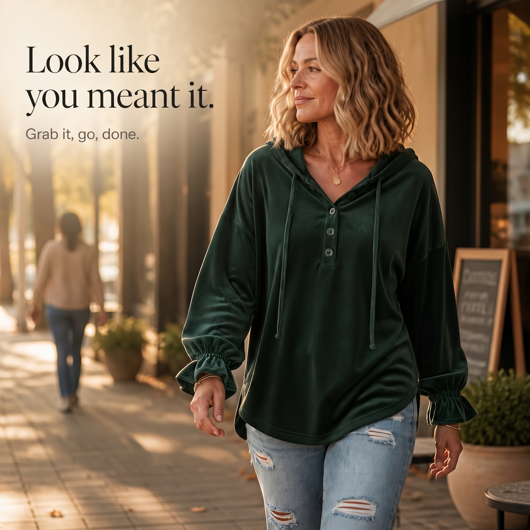 Drapella Lantern Sleeve Ruffled Cuff Hoodie - Elena Harper