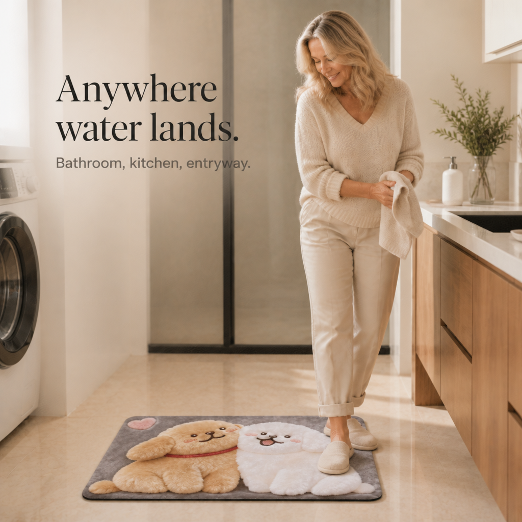 Driza Non-Slip Quick-Dry Faux Plush Floor Mat - Elena Harper