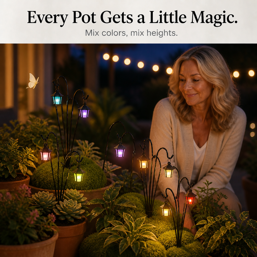 Duskwick Glow-In-The-Dark Retro Lantern Plant Stake (7 Pcs) - Elena Harper