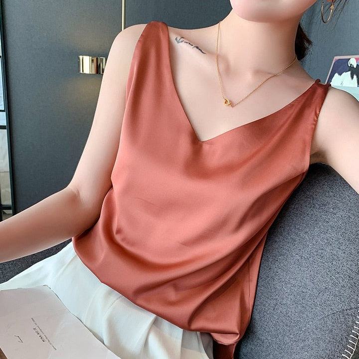 Yvonne | Stylish Satin V-Neck Top for Women