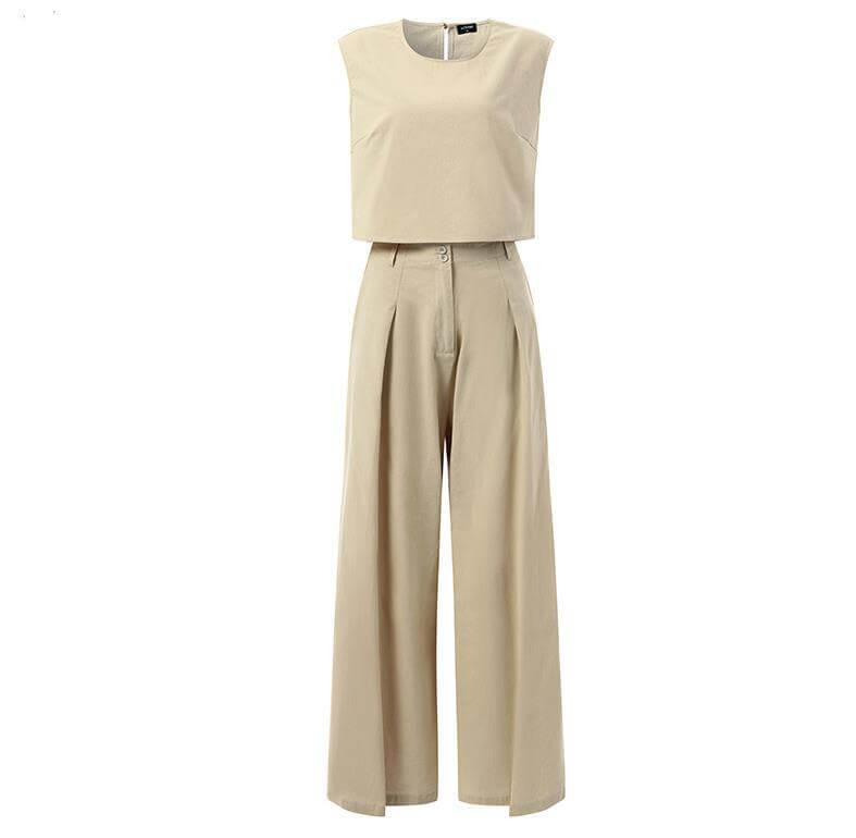 Women's Sleeveless Top & Wide-Leg Trousers Set