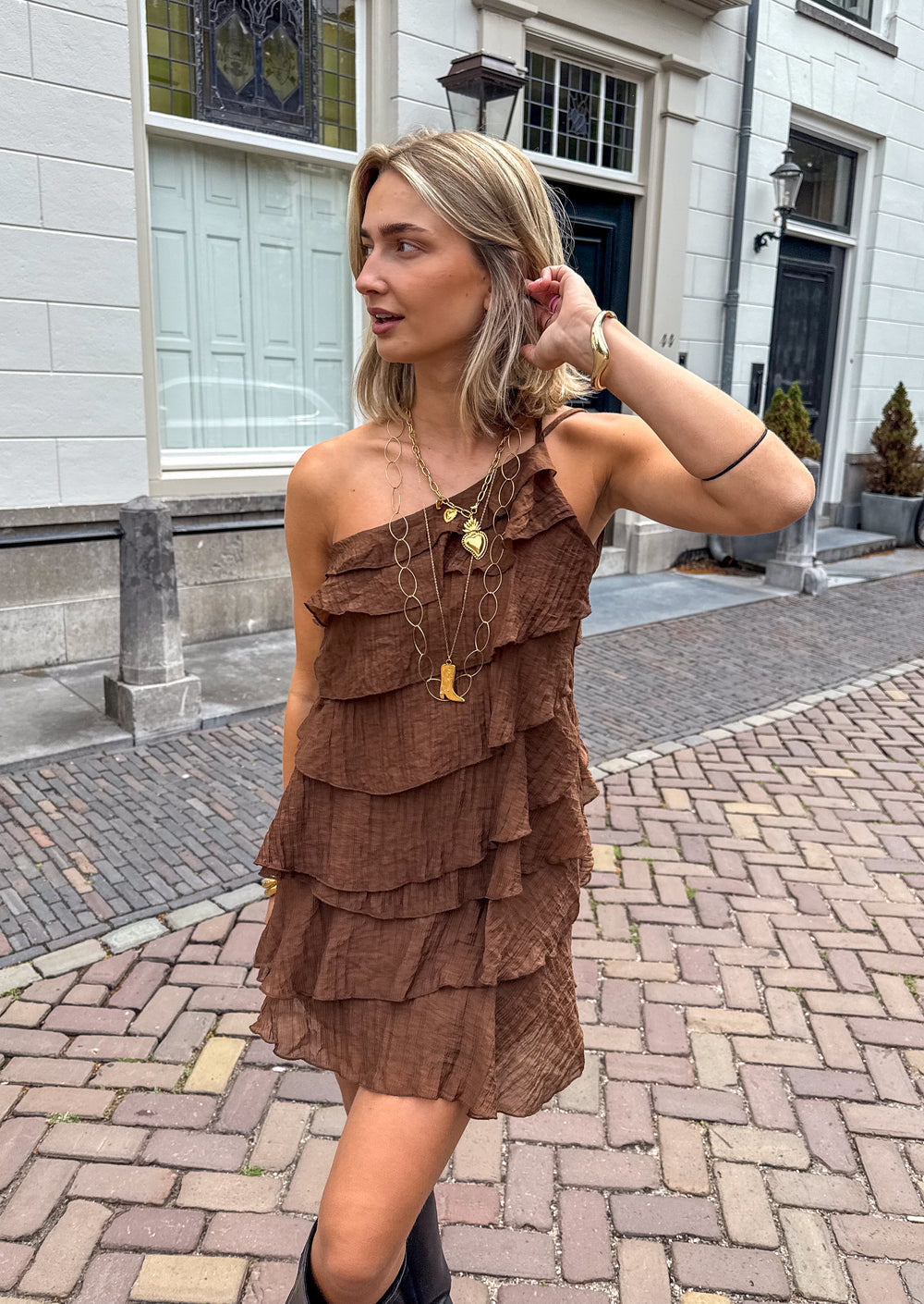 Women's Tailored Dress – Asymmetrical Design, Suitable for Spring and Summer