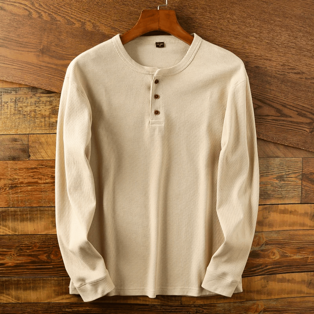 Men's Soft Henley Neck Shirt, view 3 - Elena Harper