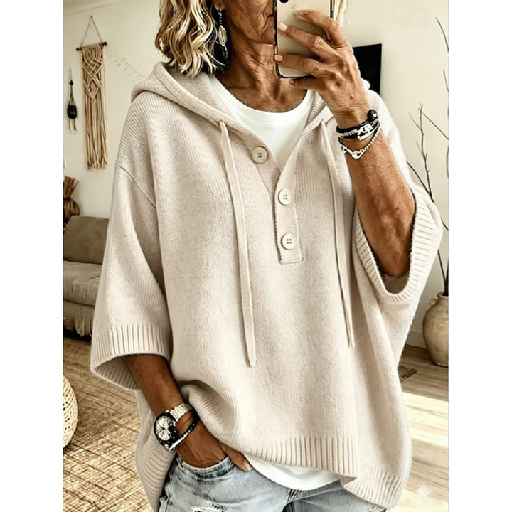 Valérie - Elegant Buttoned Hooded Sweater