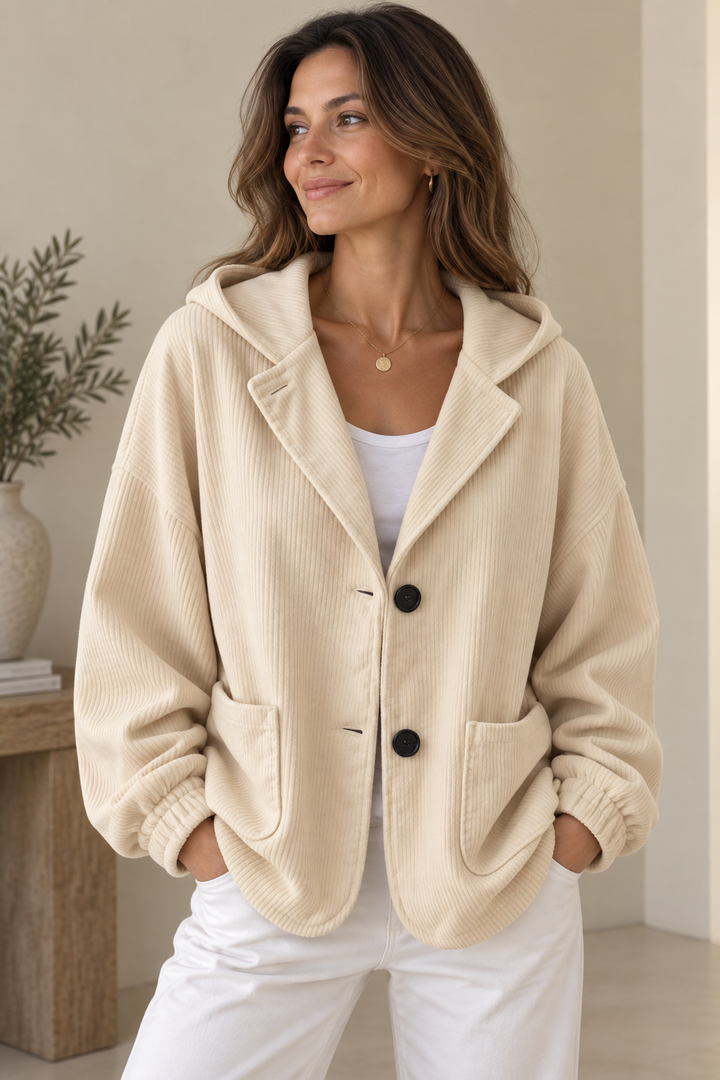 Women's Oversized Corduroy Hooded Jacket