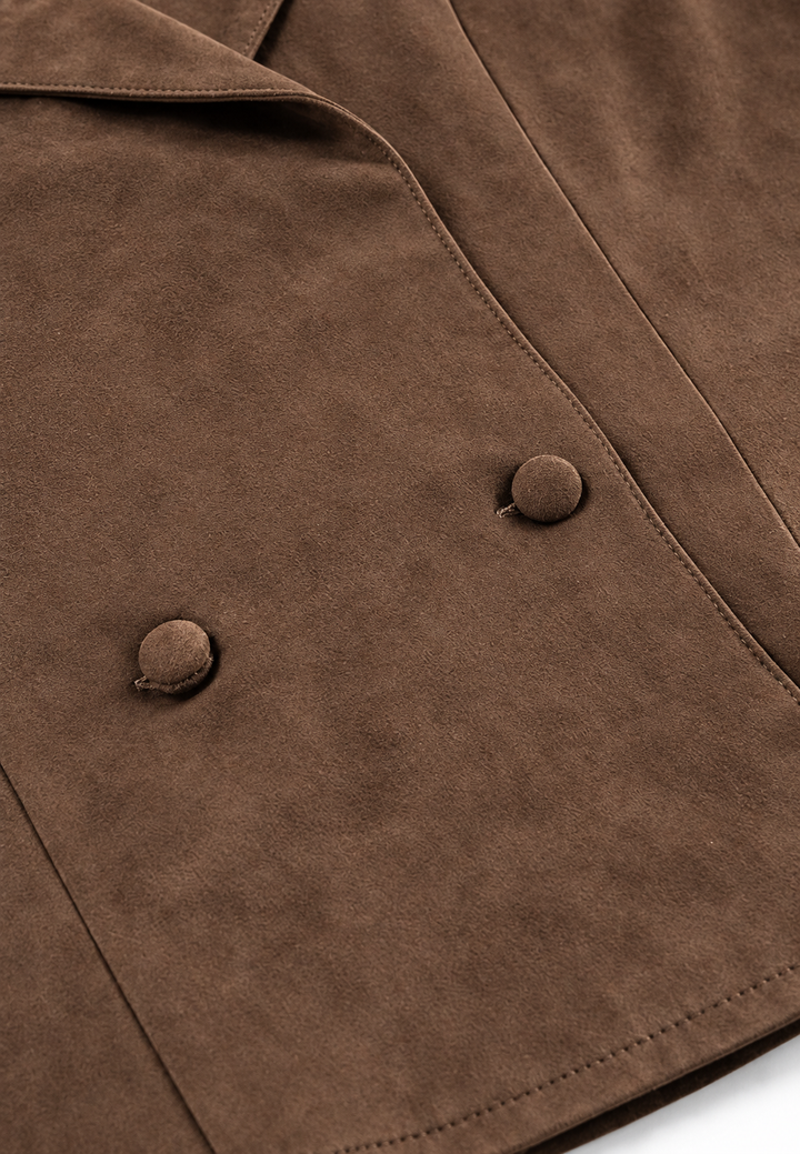 Women's Jacket with Suede Effect and Wide Lapels - Ariane