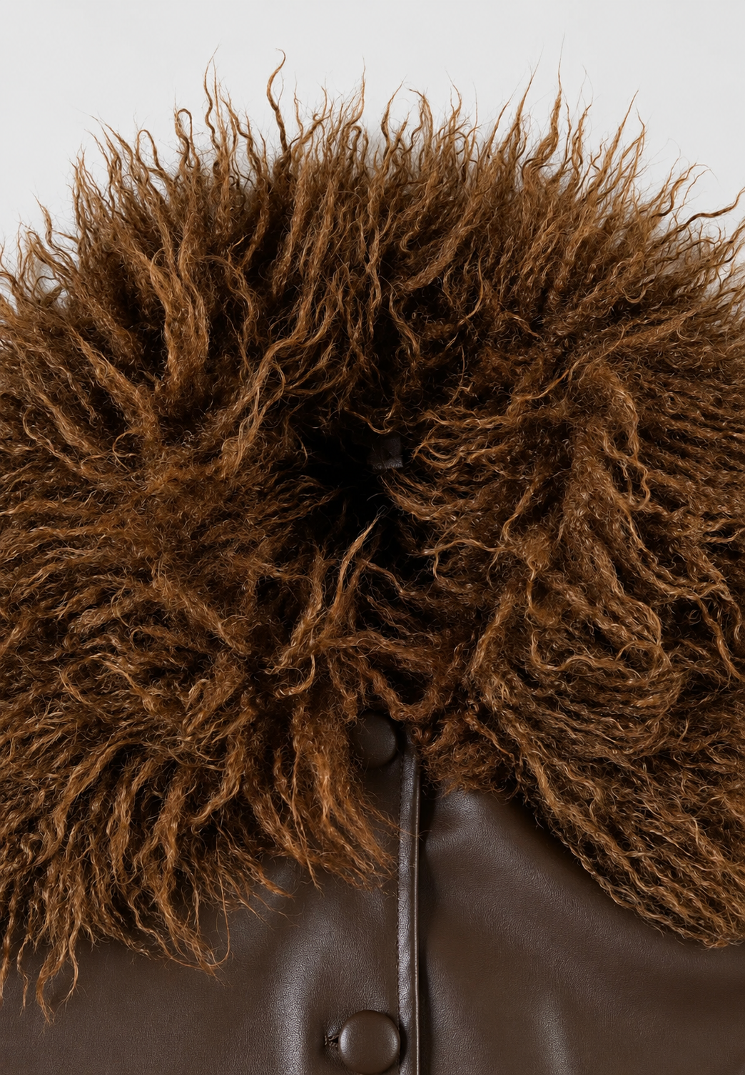 Women's Jacket with Faux Leather Effect, Straight Cut, Faux Fur Collar - Vianne