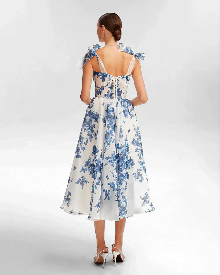 Stunning Blue Floral Dress Luna, view 3 - Elena Harper