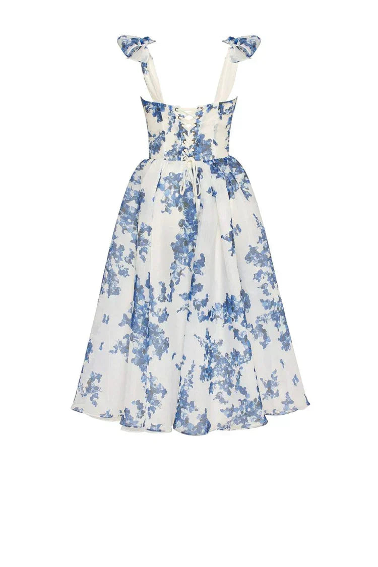 Stunning Blue Floral Dress Luna, view 5 - Elena Harper