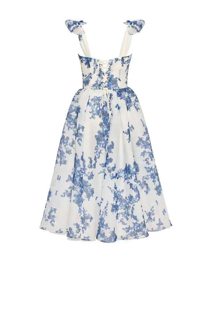 Stunning Blue Floral Dress Luna, view 5 - Elena Harper