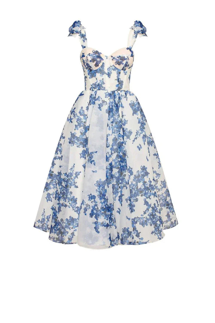Stunning Blue Floral Dress Luna, view 4 - Elena Harper