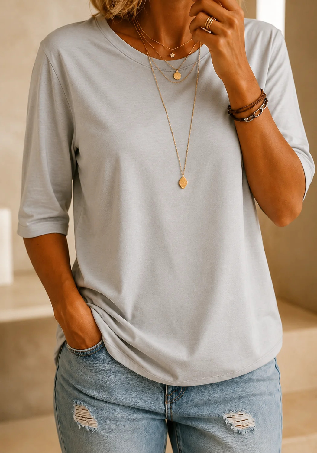 Chiara Comfortable Everyday Half Sleeve T-Shirt - Elena Harper