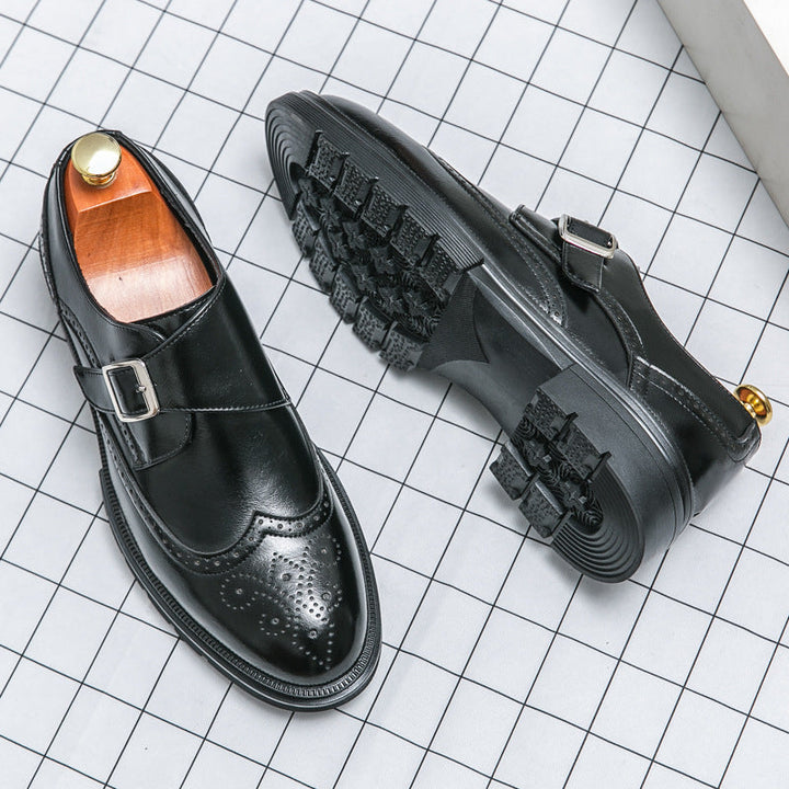 Men's Perforated Buckle Shoes