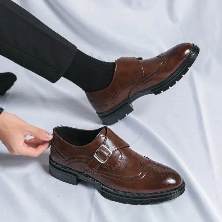 Men's Perforated Buckle Shoes