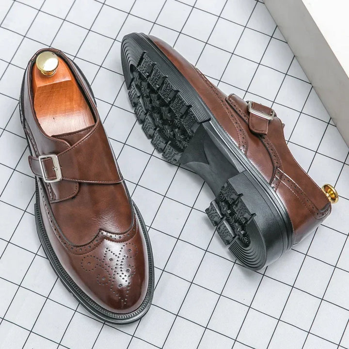 Men's Perforated Buckle Shoes