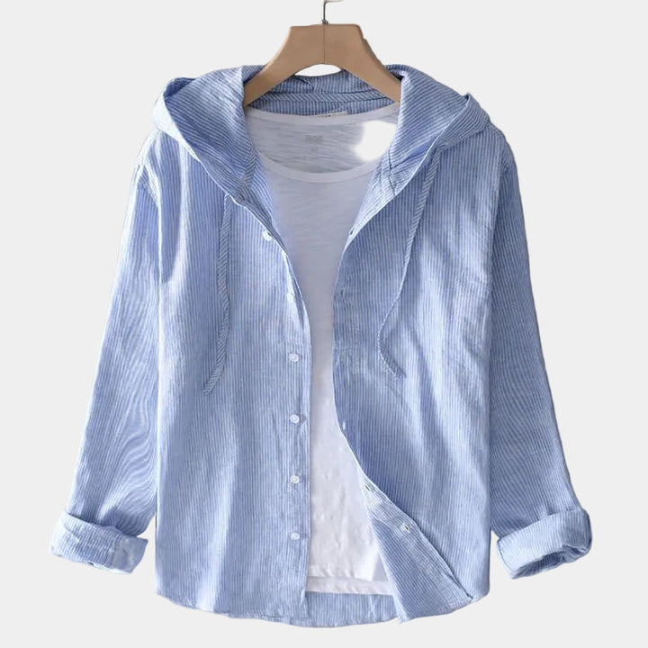 Striped Hooded Men's Shirt