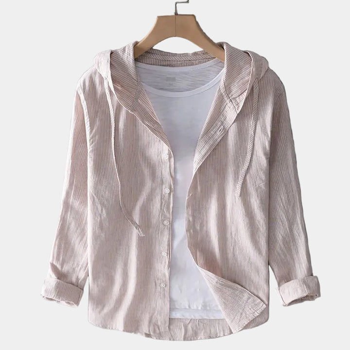 Striped Hooded Men's Shirt