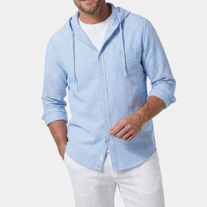 Striped Hooded Men's Shirt