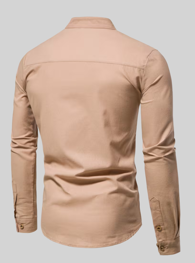 Men's Long Sleeve Shirt with Mao Collar