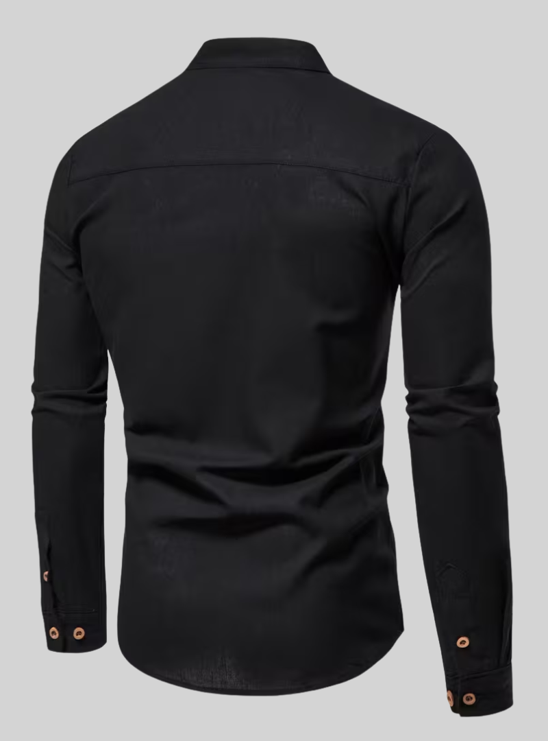 Men's Long Sleeve Shirt with Mao Collar