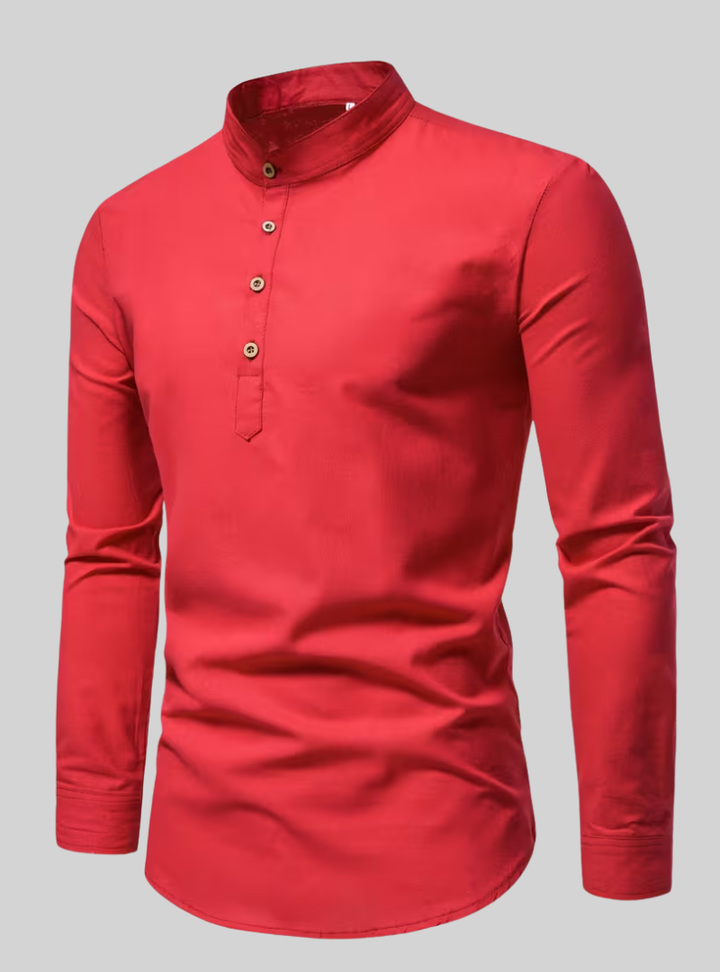 Men's Long Sleeve Shirt with Mao Collar