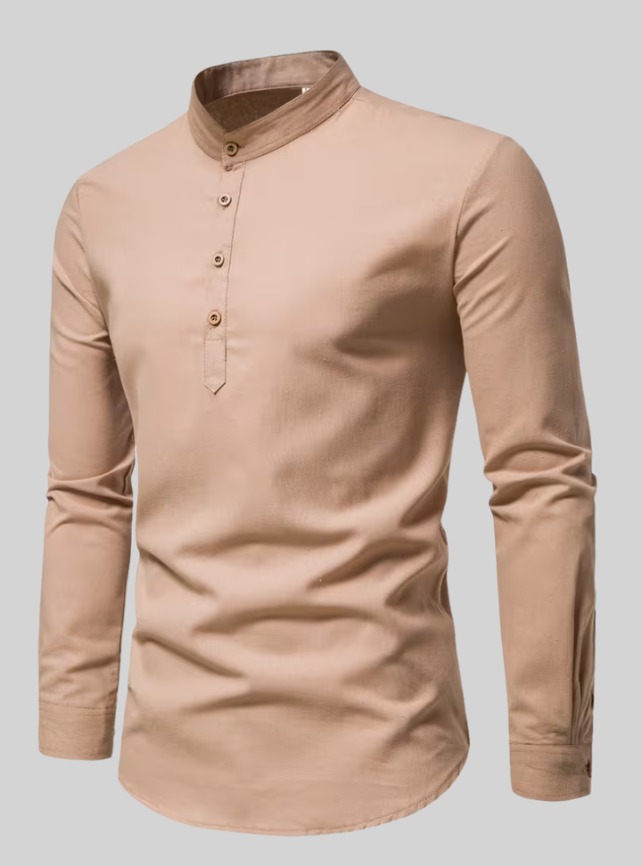 Men's Long Sleeve Shirt with Mao Collar