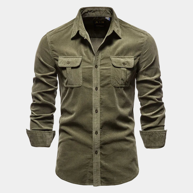 Men's Button-Up Shirt with Pockets - Elena Harper