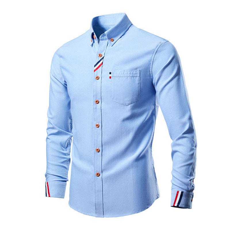 Men's Button-Up Shirt with Striped Details