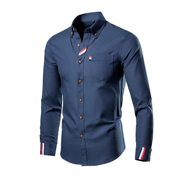 Men's Button-Up Shirt with Striped Details