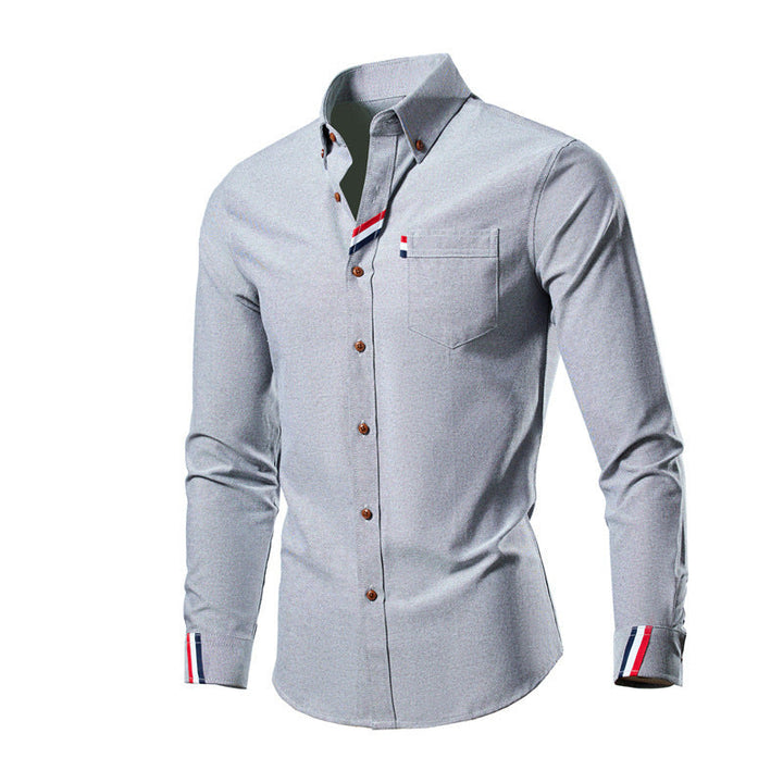Men's Button-Up Shirt with Striped Details