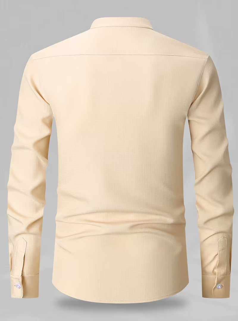 Men's Mao Collar Shirt with Chest Pocket