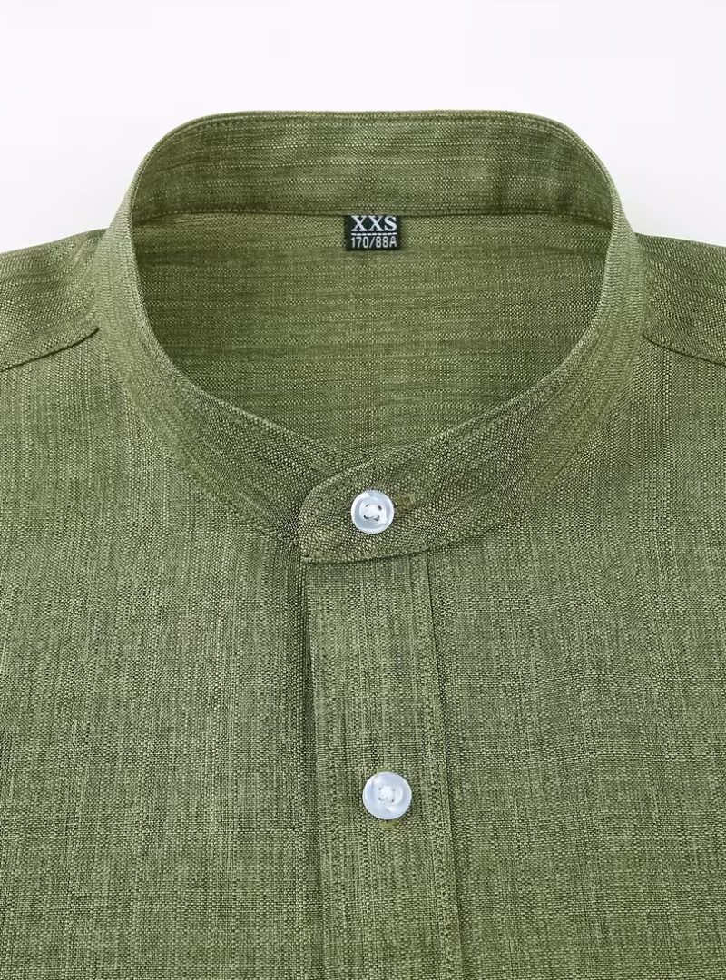 Men's Mao Collar Shirt with Chest Pocket