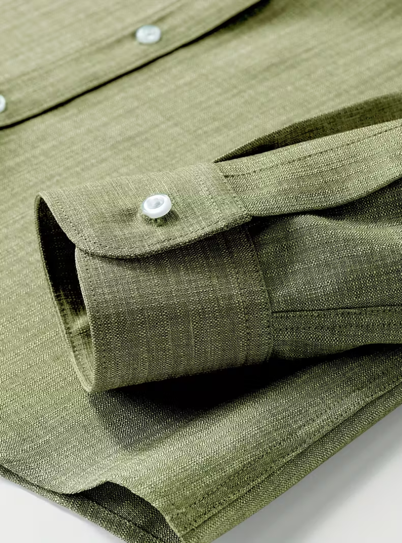 Men's Mao Collar Shirt with Chest Pocket