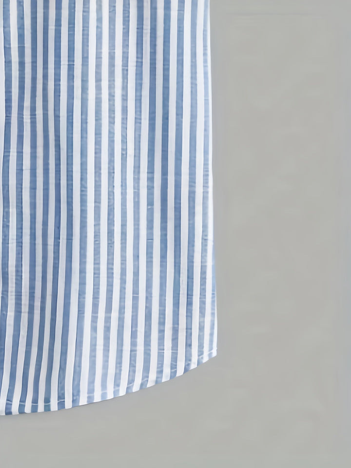 Striped Mao Collar Men's Shirt