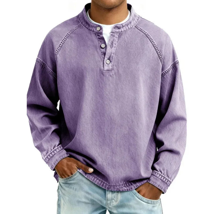 Men's High Collar Long Sleeve Shirt