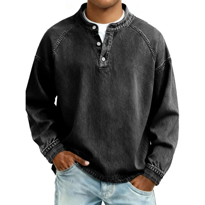 Men's High Collar Long Sleeve Shirt