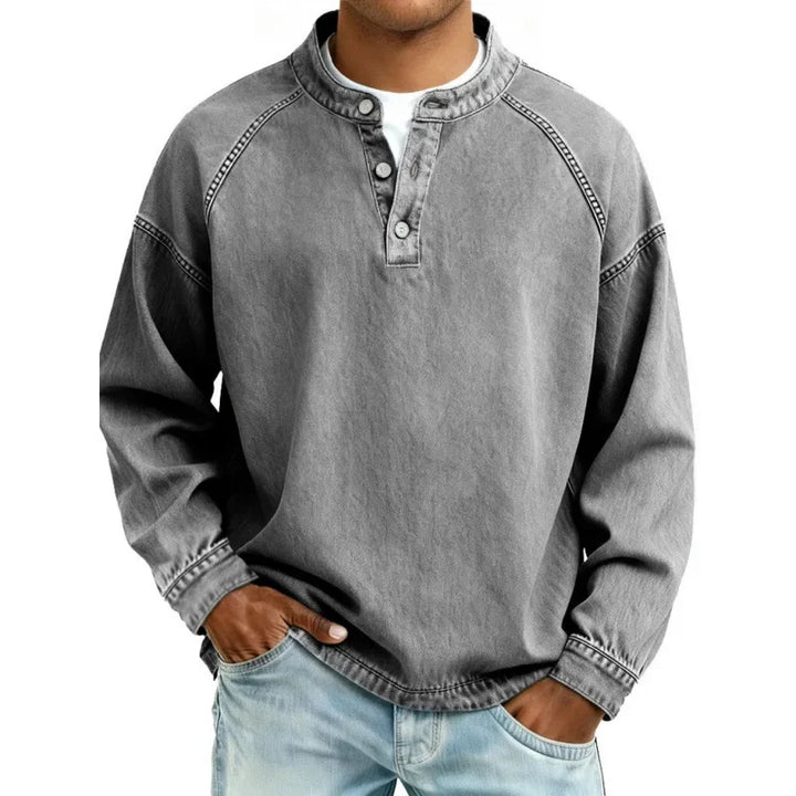 Men's High Collar Long Sleeve Shirt