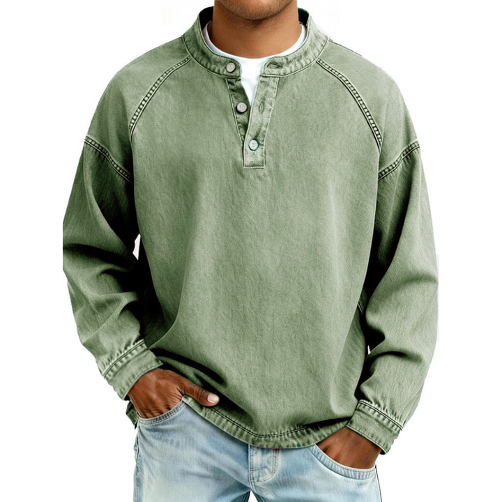 Men's High Collar Long Sleeve Shirt