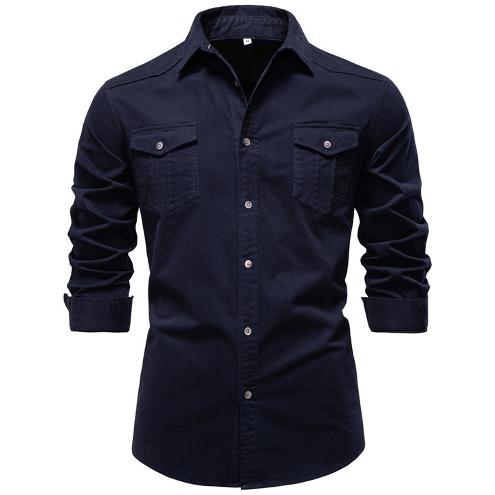 Men's Long Sleeve Shirt with Double Chest Pockets