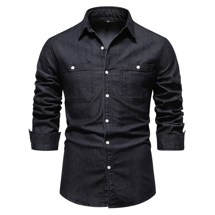 Men's Long Sleeve Shirt with Double Chest Pockets