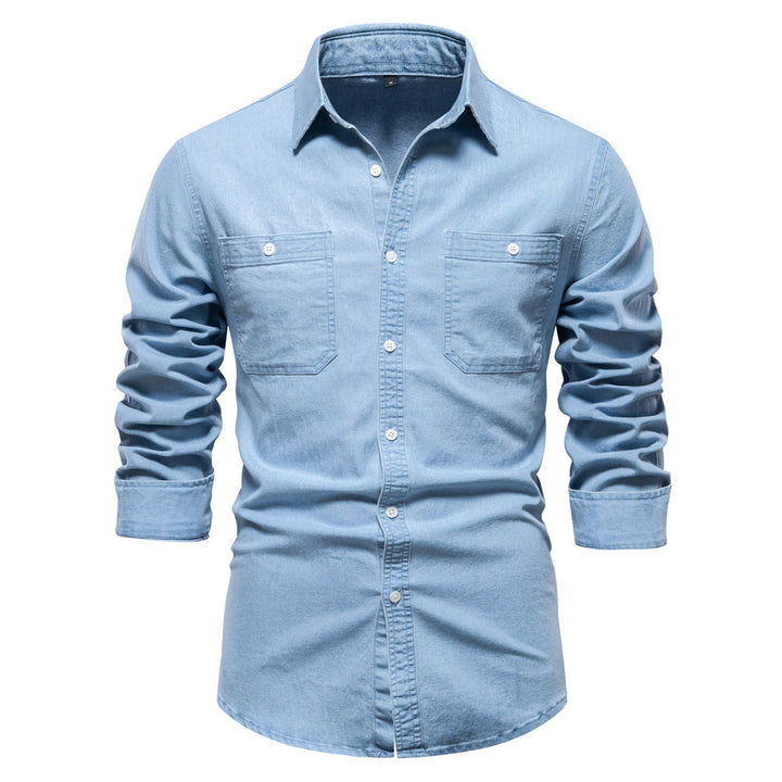 Men's Long Sleeve Shirt with Double Chest Pockets