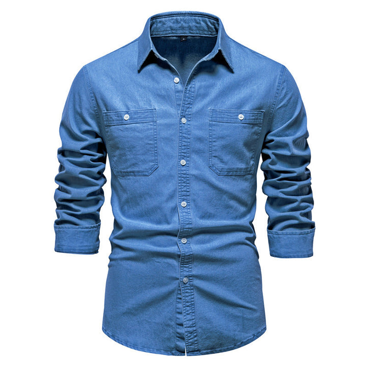 Men's Long Sleeve Shirt with Double Chest Pockets