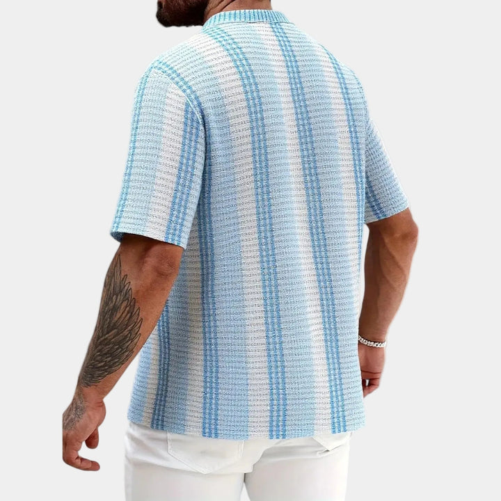Button-up open collar shirt for men - Elena Harper