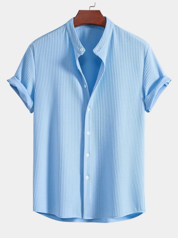 Textured Mao Collar Men's Shirt