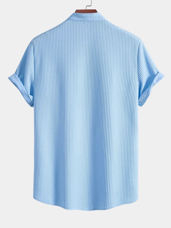 Textured Mao Collar Men's Shirt