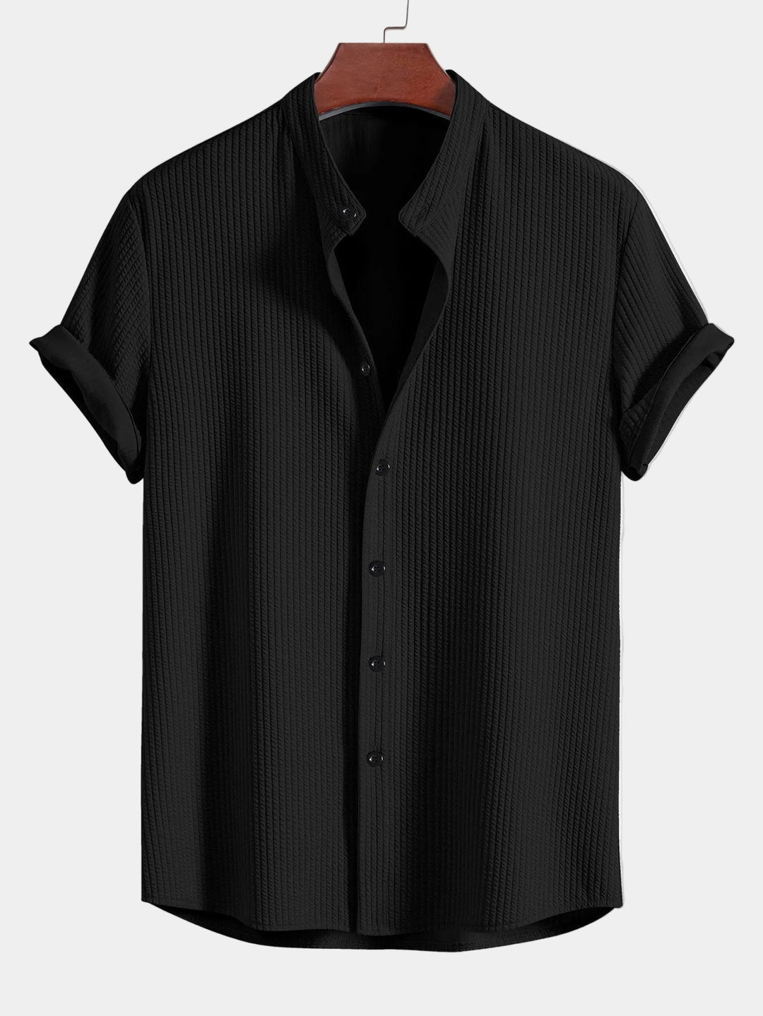 Textured Mao Collar Men's Shirt