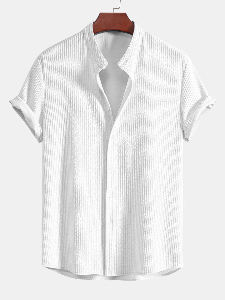 Textured Mao Collar Men's Shirt