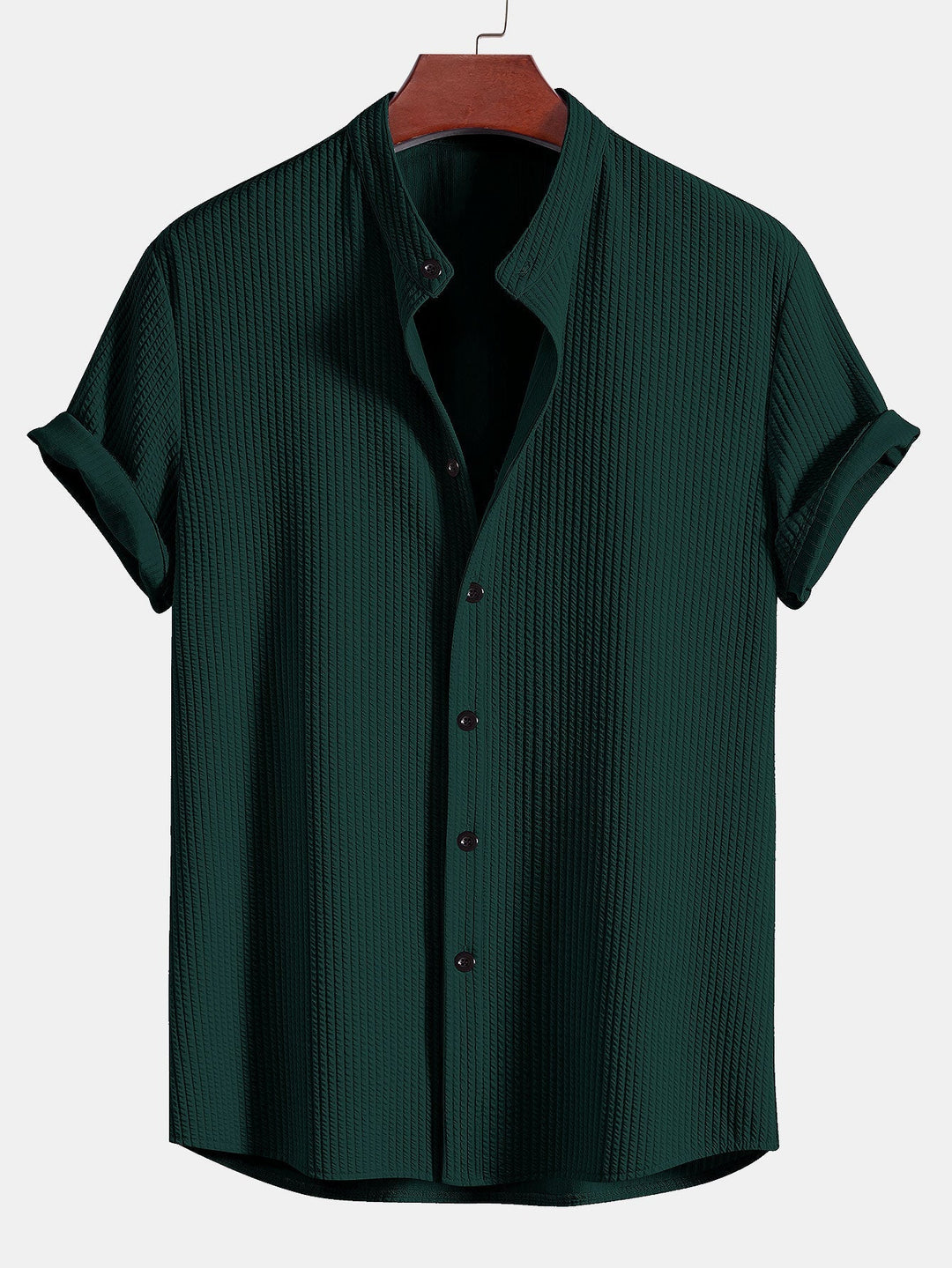 Textured Mao Collar Men's Shirt
